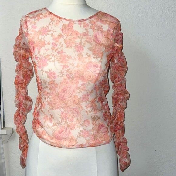 NWT ZARA mesh floral top - Picture 2 of 2